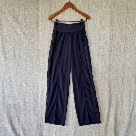 Athleta Nolita Navy Blue High Rise Elastic Waist Wide Leg Pants Size 8 Tall - Picture 4 of 14